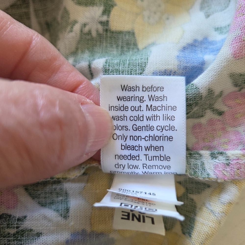 Sonoma Coastal Linen Shift Dress Floral Cottagecore Pintuck Pockets NEW PXL - Picture 11 of 16